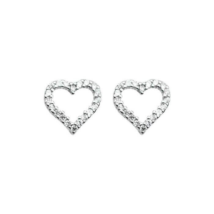 1 Pair Lady Heart Shape Copper Plating Inlay Artificial Gemstones Ear Studs