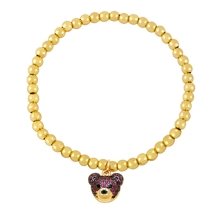 IG Style Hip-Hop Fashion Bear Copper Beaded Plating Inlay Zircon Bracelets