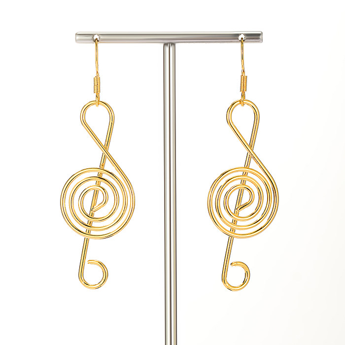 1 paire de boucles d'oreilles pendantes, Style Simple et décontracté, Notes de couleur unie, placage en cuivre plaqué or 18 carats