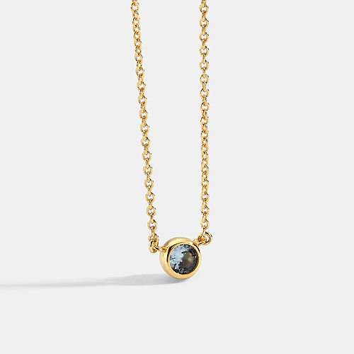 Simple Style Round Brass Plating Inlay Zircon 18K Gold Plated Pendant Necklace