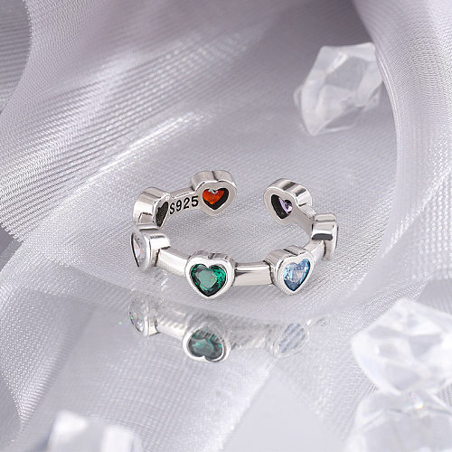 Fashion Heart Shape Copper Plating Zircon Open Ring