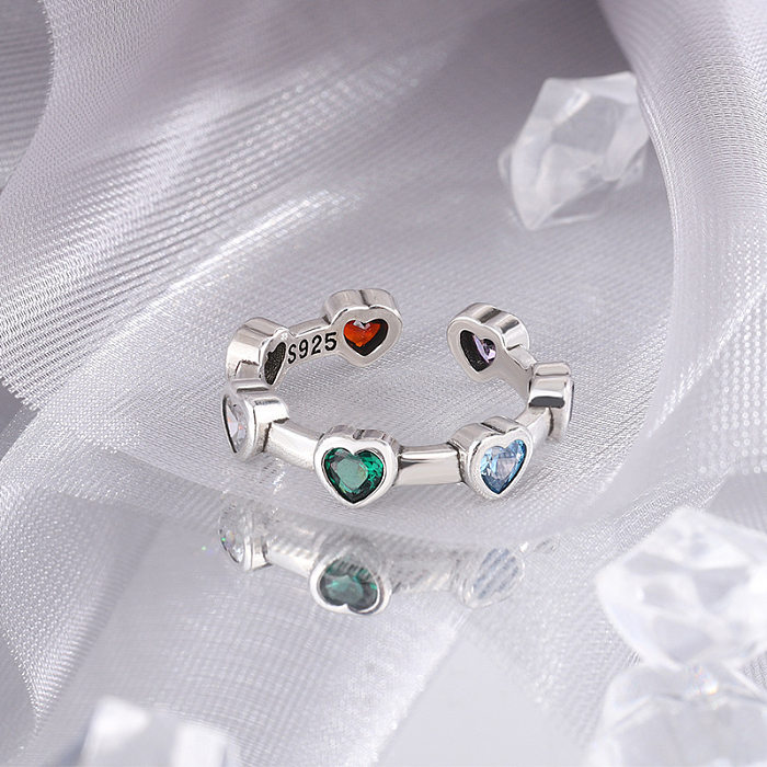 Fashion Heart Shape Copper Plating Zircon Open Ring