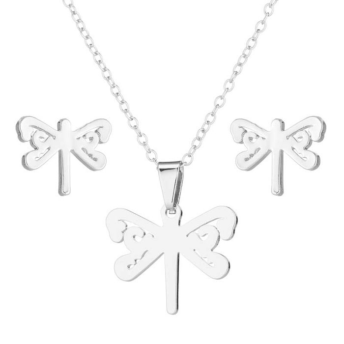 Fashion Dragonfly Stainless Steel Plating Jewelry Set 2 Pieces