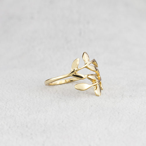 Retro Simple Style Streetwear Leaf Copper Open Ring