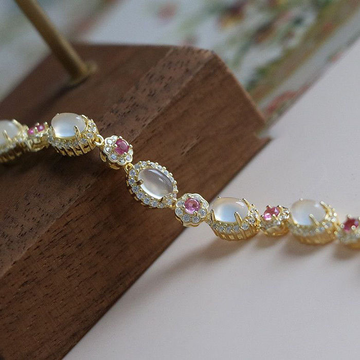Simple Style Heart Shape Copper Inlay Opal Bracelets