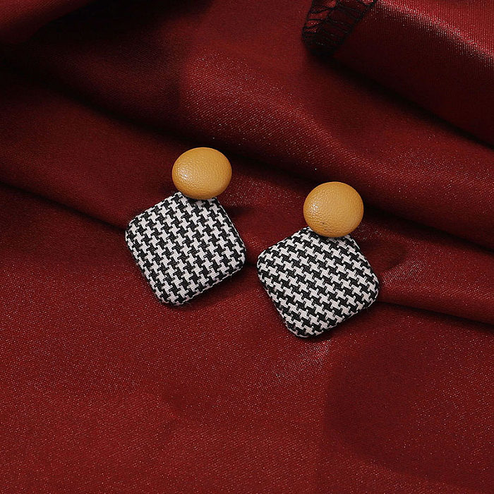1 Pair Simple Style Square Printing Copper Drop Earrings