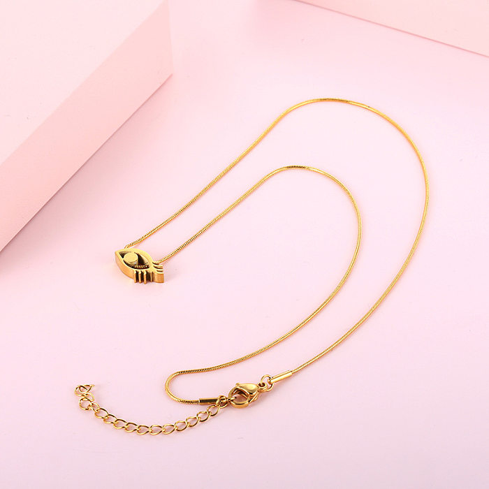 Fashion Golden Eye Titanium Steel Clavicle Chain Earrings Set Wholesale jewelry