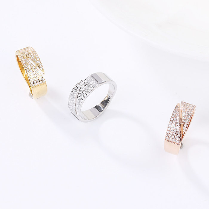 Anneaux de diamant artificiel en acier titane de forme de coeur de Streetwear de style simple en vrac