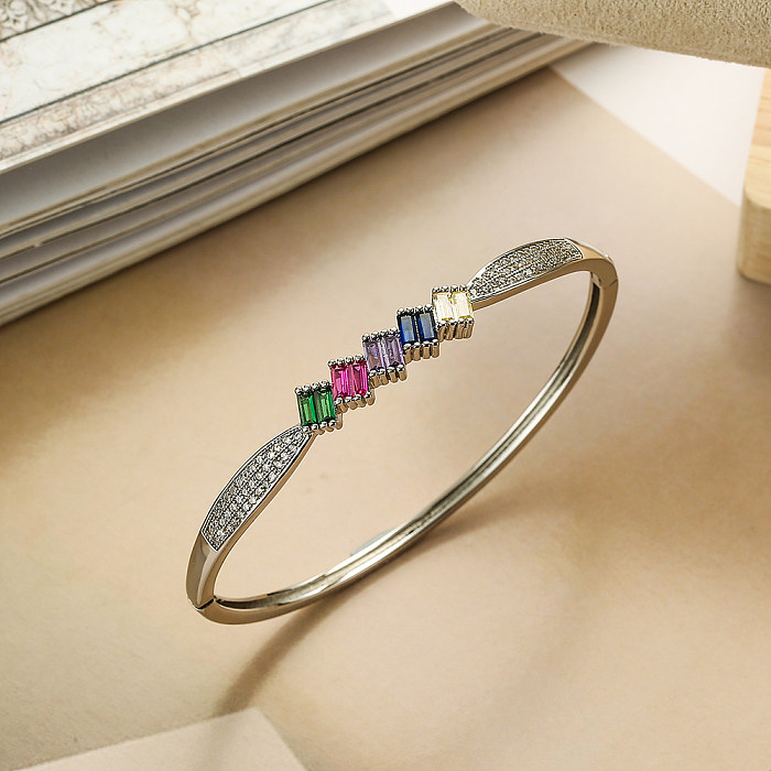 Bracelet plaqué or 18 carats avec incrustation de cuivre carré de style simple de style moderne