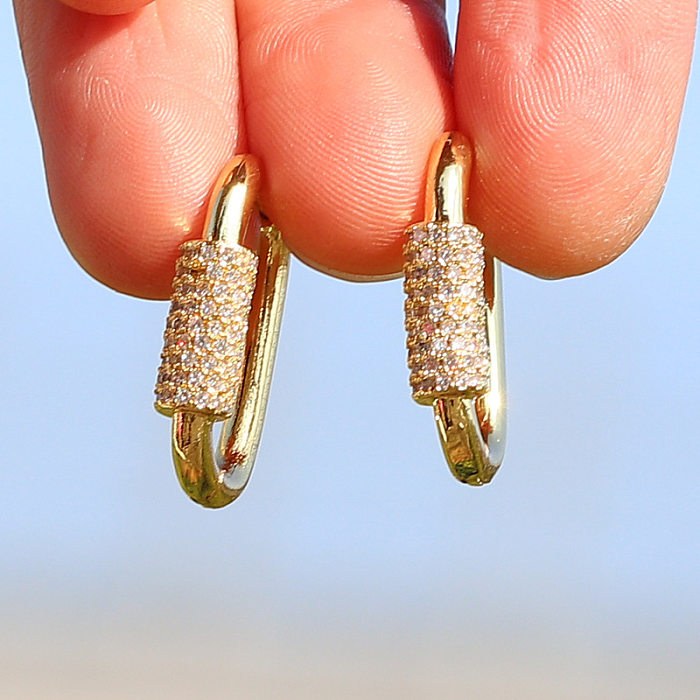 1 Pair Basic Retro Modern Style Geometric Plating Inlay Copper Zircon Earrings