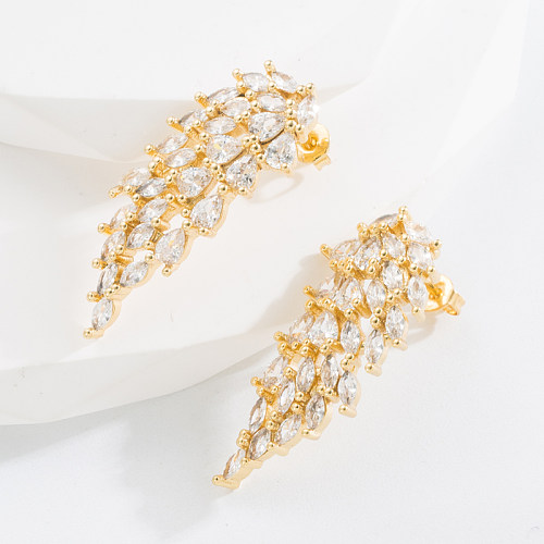 Fashion Wings Copper Gold Plated Zircon Ear Studs 1 Pair