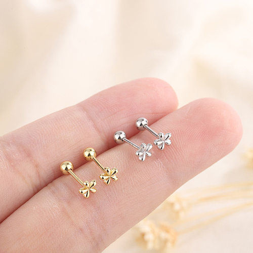 Simple Style Flower Copper Plating Ear Studs 1 Pair