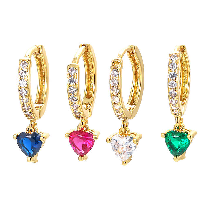 مجوهرات بالجملة مجوهرات الفولاذ المقاوم للصدأ لون القلب الهندسي الزركون مشبك الأذن