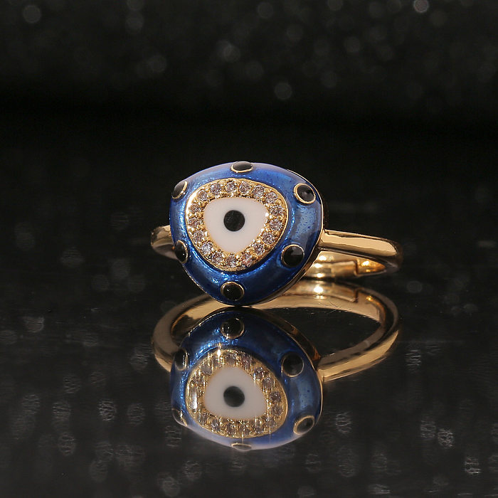 Mode Vintage Geometrische Auge Kupfer Intarsien Zirkon Ring Großhandel schmuck
