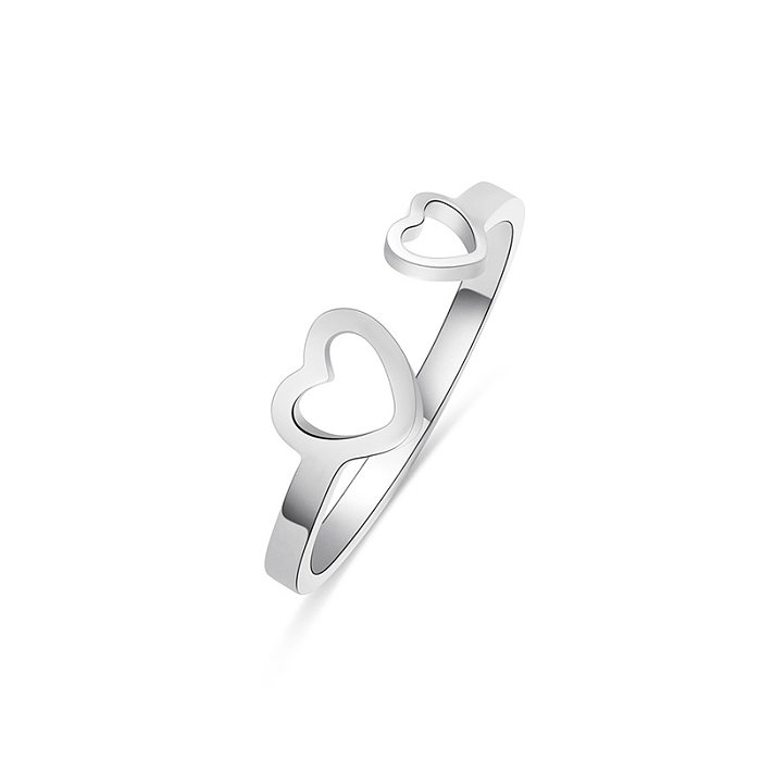 Fashion Open Titanium Steel Bow Heart Cross Fashion Not Fade Ring Jewelry