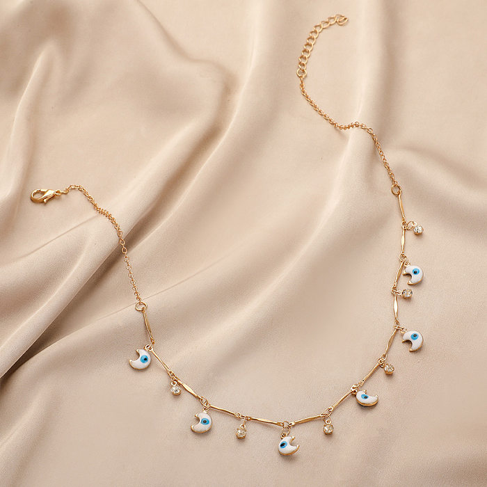 Mode-Mond-Augen-Kupfer-Halskettenrhinestone-Kupfer-Halsketten