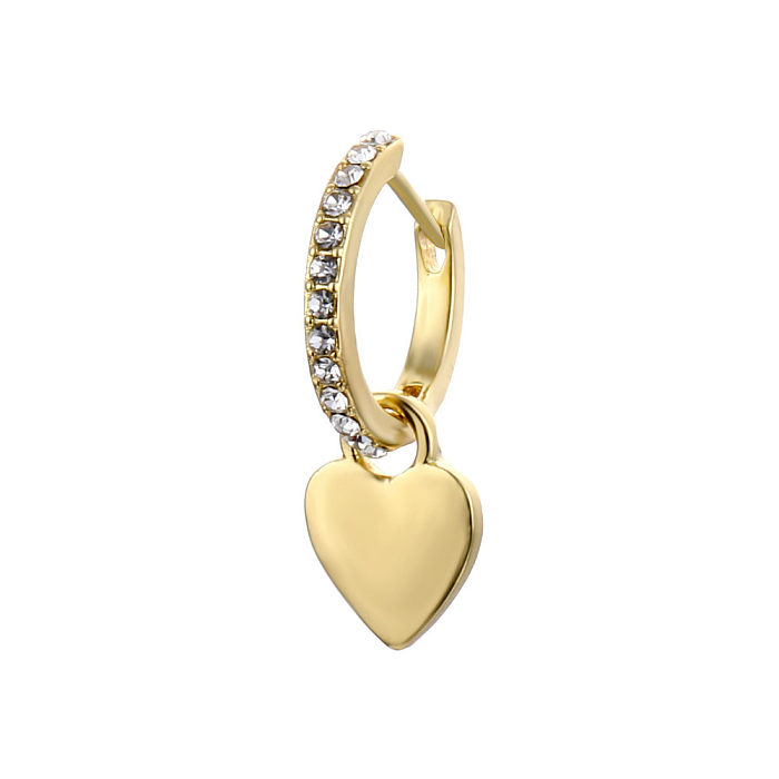 Wholesale Fashion Diamond Brooch Copper Buckle Peach Heart Earrings jewelry