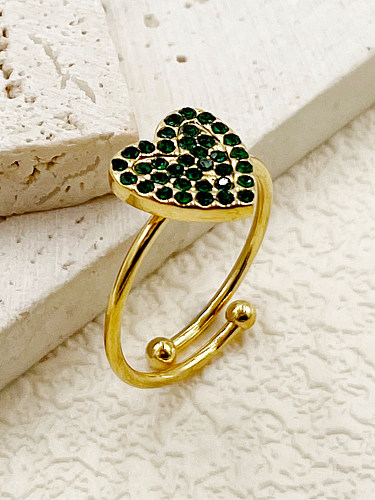 Offener Ring in Herzform aus Edelstahl mit vergoldetem Zirkon in Großpackung