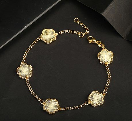 Modern Style Flower Copper Plating Inlay Natural Stone Bracelets