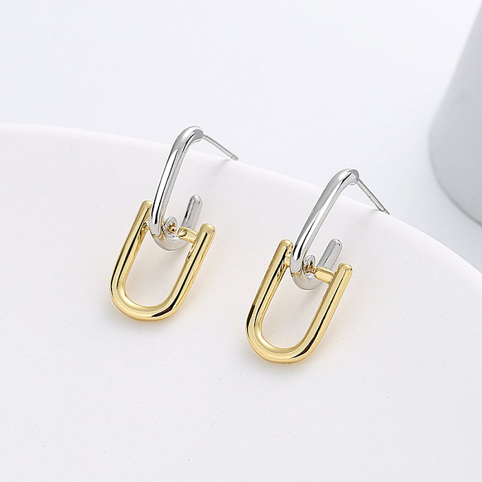 Fashion Color Block Copper Plating Drop Earrings 1 Pair