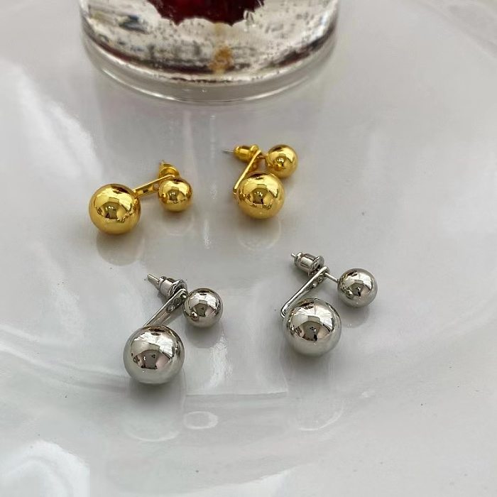 Simple Style Solid Color Copper Ear Studs Plating Copper Earrings