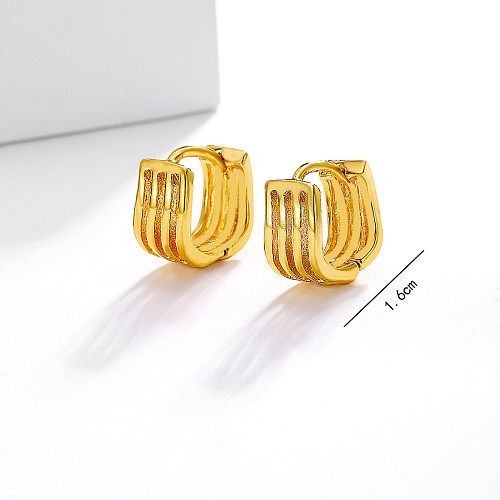 1 Pair Casual Simple Style Solid Color Copper Plating 18K Gold Plated Hoop Earrings