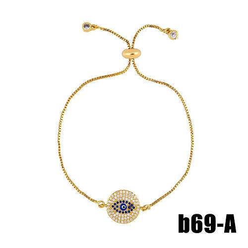 Drip Oil Color Copper Inlay Zircon Blue Eye Bracelet NHAS156964