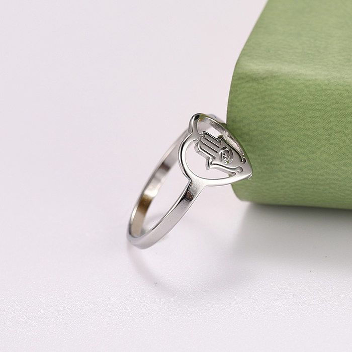 IG Style Simple Style Palm Heart Shape Eye Stainless Steel Rings In Bulk