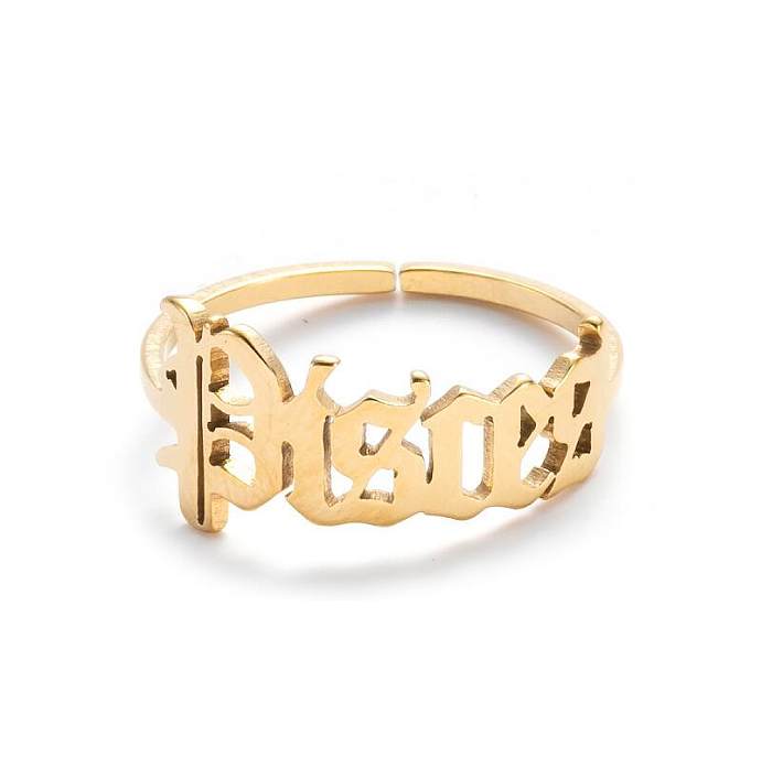 1 Piece Retro Letter Stainless Steel Plating Open Ring