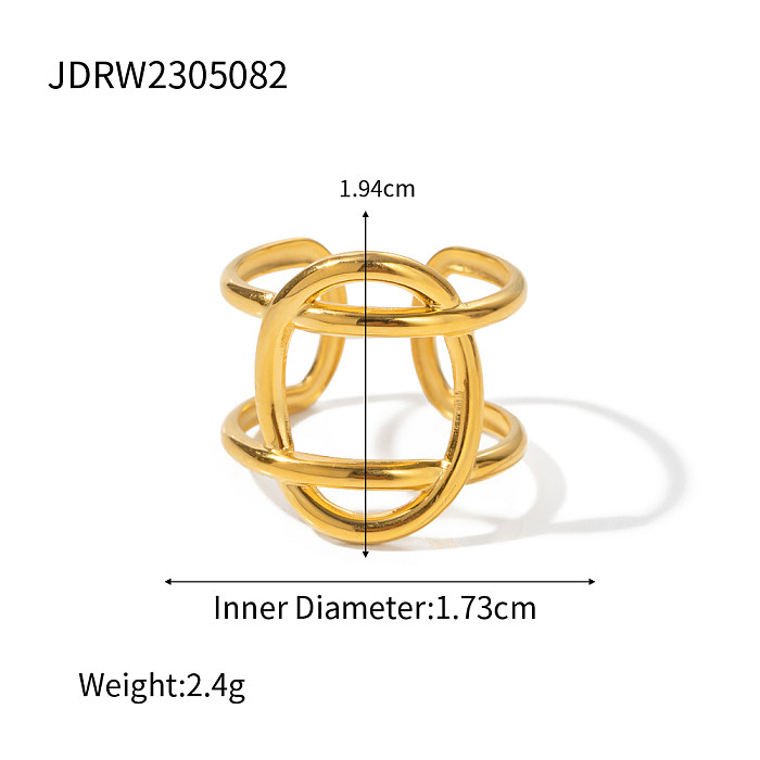 IG Style Simple Style Oval Stainless Steel 18K Gold Plated Open Rings In Bulk