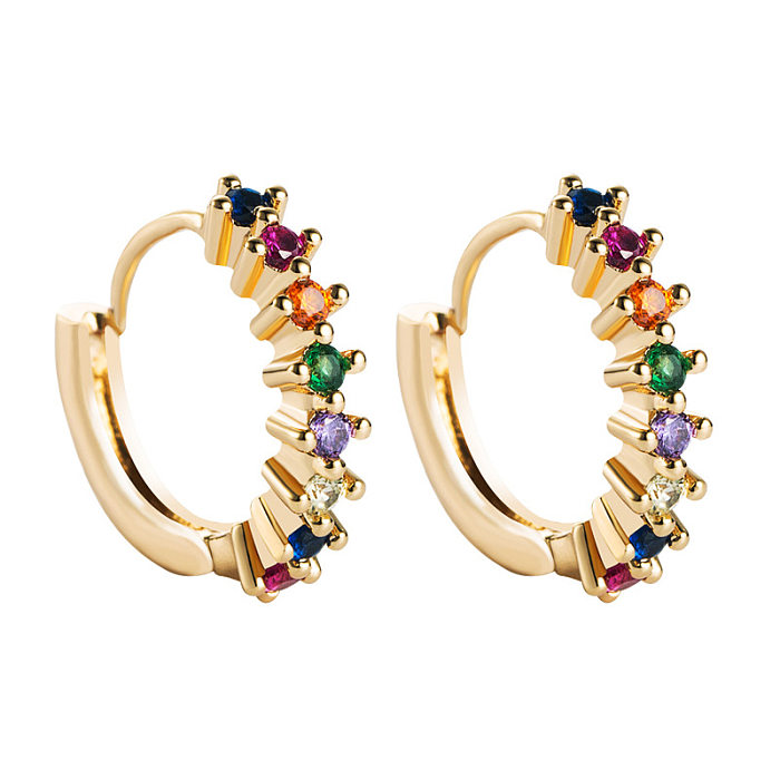Colorful Zircon Geometric Round Earrings