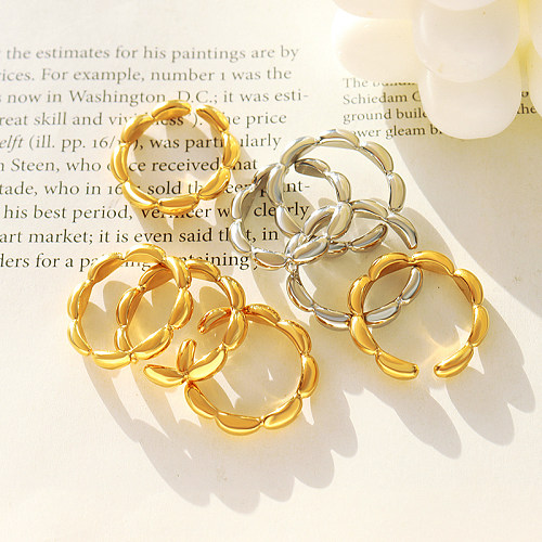 Wholesale INS Style Modern Style Oval Titanium Steel 18K Gold Plated Open Ring