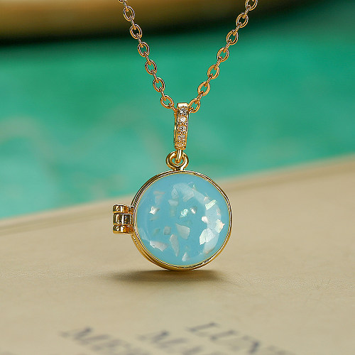Simple Style Commute Round Copper Plating 18K Gold Plated Pendant Necklace