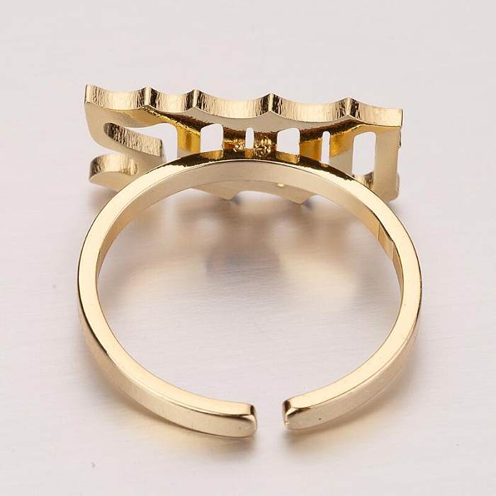 1 Piece Simple Style Number Stainless Steel Plating Open Ring