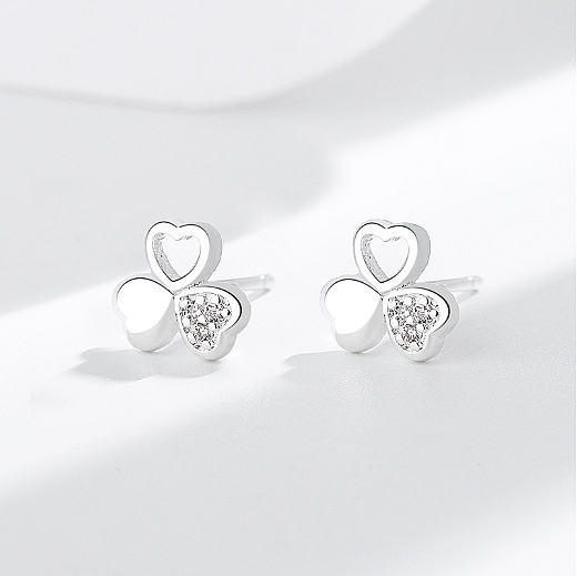 1 Pair Sweet Flower Plating Inlay Copper Zircon Silver Plated Ear Studs