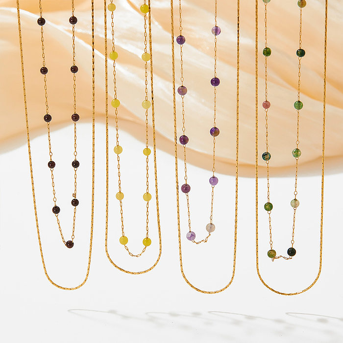 Simple Style Commute Water Droplets Heart Shape Stainless Steel Water Drop Plating Bracelets Necklace