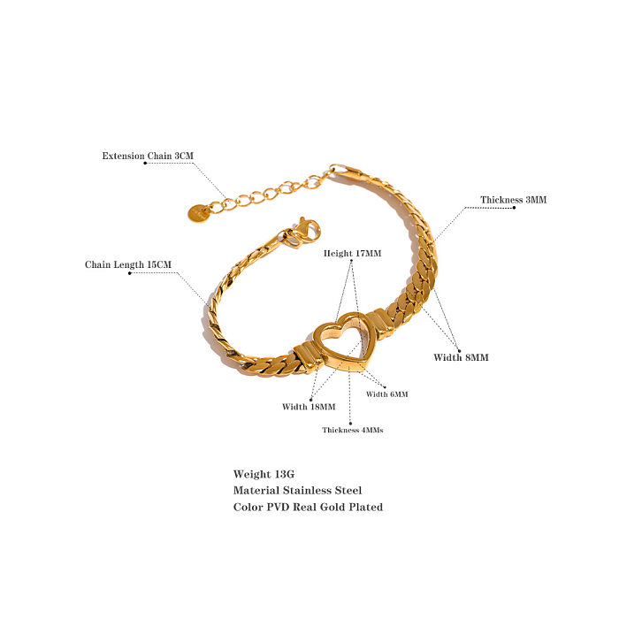 Mode Herz Form Edelstahl Titan Stahl Beschichtung Frauen Armbänder Halskette 1 Stück