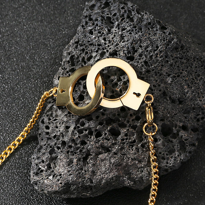 Geometrische Hip-Hop-Retro-Halskette aus Edelstahl mit Titanstahlbeschichtung