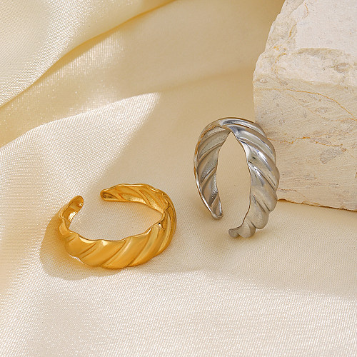 Offene Ringe im schlichten Stil mit unregelmäßiger Edelstahlbeschichtung und 18-Karat-Vergoldung
