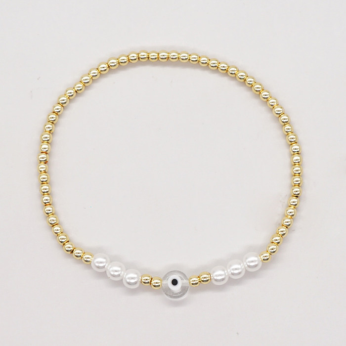 Bracelets de placage de perles de cuivre de lune géométrique de style simple