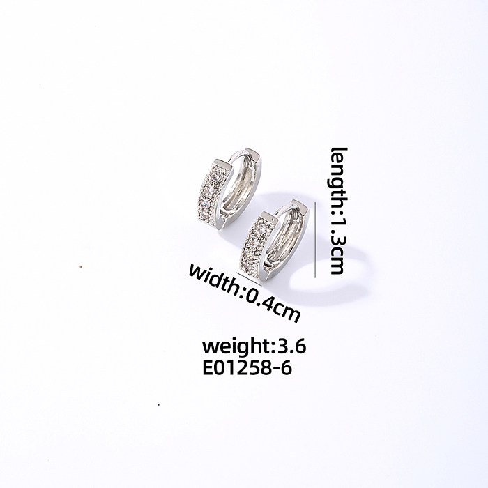 1 Pair Casual Simple Style Round Plating Inlay Copper Zircon White Gold Plated Gold Plated Earrings