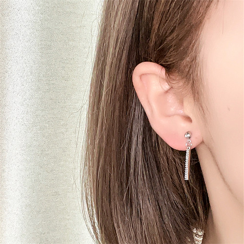1 Pair Casual Simple Style Solid Color Plating Inlay Copper Zircon White Gold Plated Drop Earrings