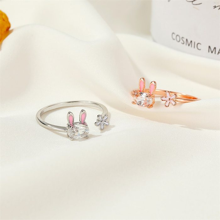 Korea Cute Bunny Sweet Girl Herz Blume Fingerring Großhandel