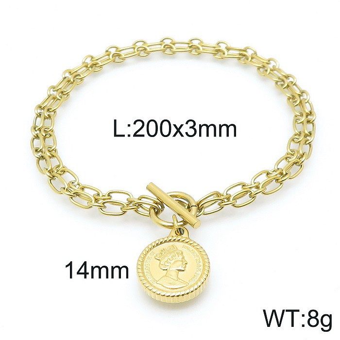 European And American Hip-hop Style Double-layer Chain Coin Pendant Jewelry Set Wholesale