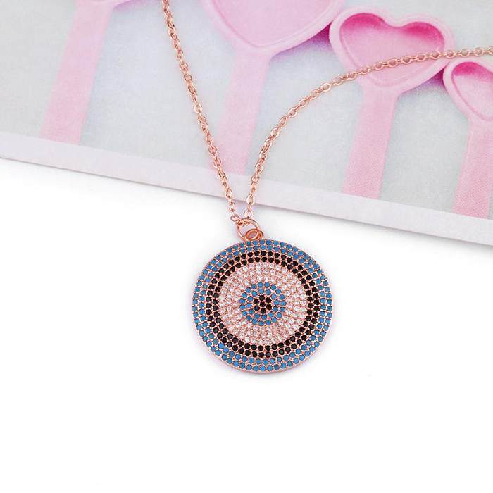 Womens Devils Eye With Zircon Copper Plated  Simple Necklaces NHAS121065