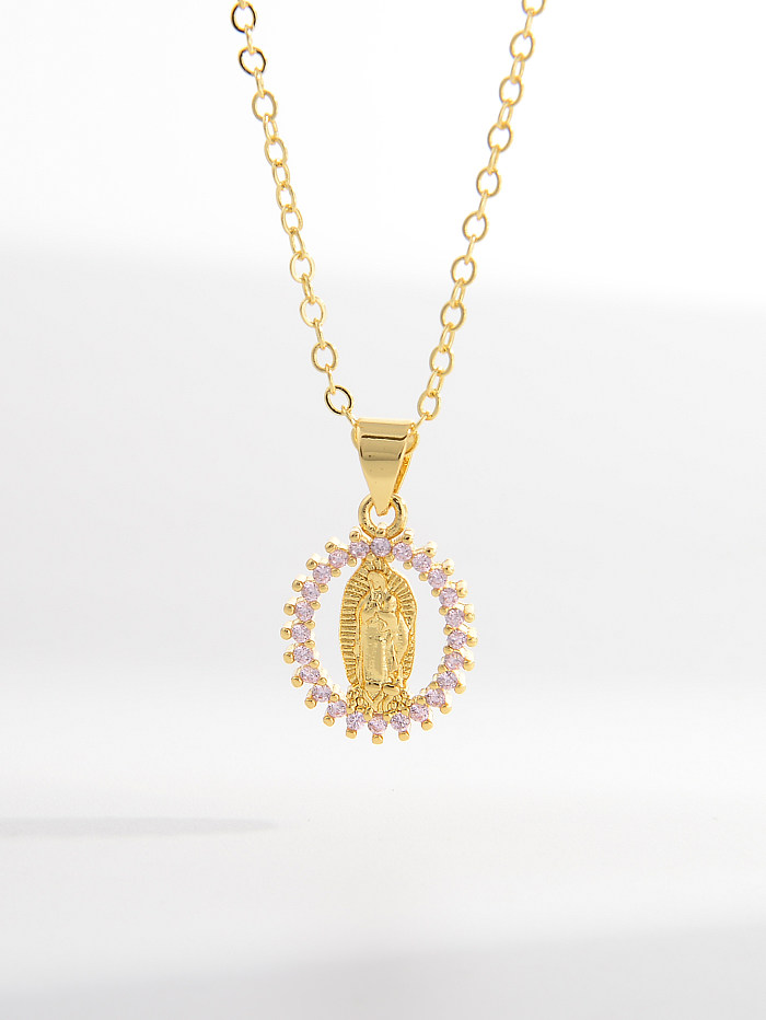 Elegant Streetwear Cross Copper 18K Gold Plated Zircon Pendant Necklace In Bulk