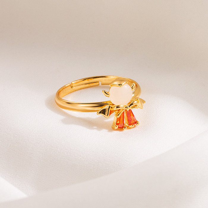 Anéis banhados a ouro 14K com incrustações de cobre de caveira estilo gótico estilo legal