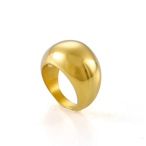 Modischer, einfarbiger, großer, glatter, geometrischer Bogen-Ring aus Edelstahl. Großhandel Schmuck