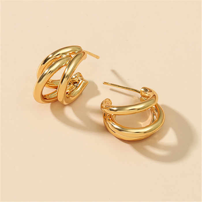 Wholesale Jewelry Multi-layer Arc Copper Stud Earrings jewelry