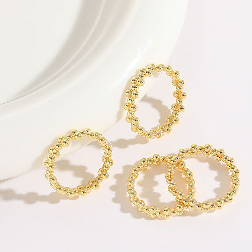 1 peça de anéis banhados a ouro 14K com revestimento de cobre redondo estilo simples